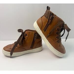Cat & Jack Toddler Boys Jax Cognac Brown High Top Sneakers Size 8